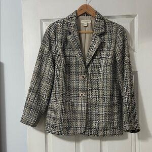 Appleseed's Black and Cream Plaid Blazer